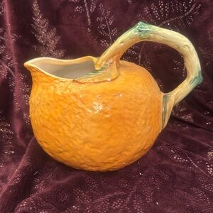 Whimsical Vintage Ceramic Orange Fruit Shaped Pitcher